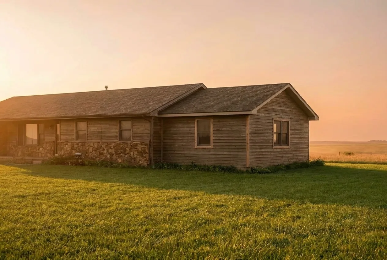Exterior photo of a finished stick-built room addition, with its roofline and siding matched to blend into the existing house.