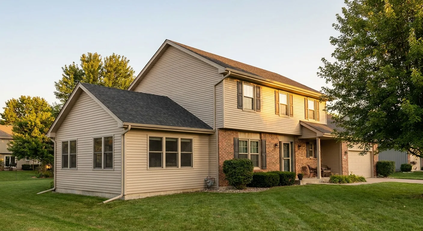 Room addition exterior with windows matched to the existing house
